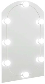 ívelt üvegtükör LED-lámpákkal 60 x 40 cm