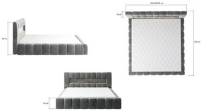 Franciaágy 140 cm Luxa (szürke) (ágyráccal, matraccal és LED-del). 1041558