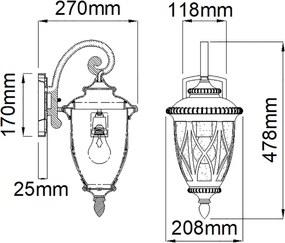 Elstead Lighting ADMIRALS COVE KL-ADMIRALS-COVE-M Fali lámpa 1x60W/E27 IP44