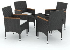 vidaXL 5 részes fekete kerti étkezőgarnitúra párnákkal