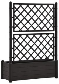 antracitszürke polipropilén rácsos kerti ültető 100x43x142 cm