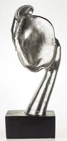 Bond design ezüst emberi arc kézekkel műanyag mellszobor asztali dekoráció fekete talpon 54x23x14cm