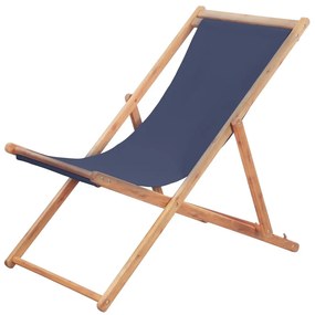 Kék összecsukható szövetkárpitos, favázas strandszék