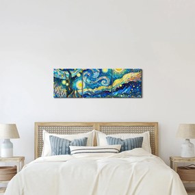 Kép – Csillagos éjszaka mozaikja (órával) (90x30 cm)