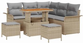 vidaXL Kerti Kanapé Szett párnával 8 pcs Bézs polirattan