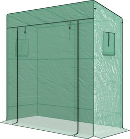 Outsunny Kerti Üvegház PE, Erkély Üvegház, Megerősített 140 g/m² Ponyva, Acél Váz, Feltekerhető Cipzáras Ajtó, 2 Ablak, Zöldség Növényekhez és Virágok