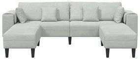 Bársony Kanapé párnával 3 pcs Világosszürke 208 cm Bársony