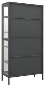 antracitszürke acél és edzett üveg vitrin 90 x 40 x 180 cm