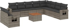 vidaXL 11 részes szürke polyrattan kerti ülőgarnitúra párnákkal