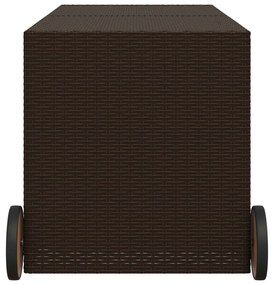 barna polyrattan kerti tárolóláda kerekekkel 283 L