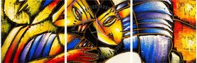 Kép - olajfestmény, szerelmesek (órával) (90x30 cm)