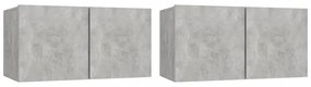 2 db betonszürke függő TV-szekrény 60 x 30 x 30 cm