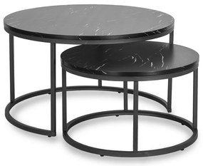 Dohányzóasztal szett fekete márvány színben. MAURO MAX