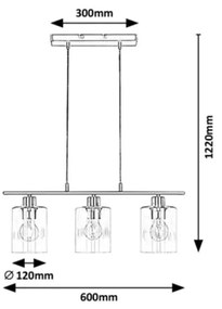 Rabalux 3580 - Csillár zsinóron MIROSLAW 3xE27/40W/230V