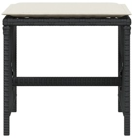 4 db fekete polyrattan kerti szék párnával 41 x 41 x 36 cm