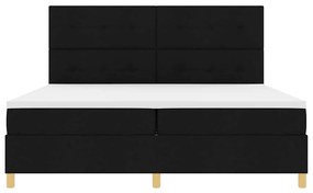 Boxrugós ágy fejtámlával Fekete 200 x 200 cm szövet