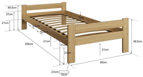 Fa ágy 90x200 Fumi VitBed fenyő