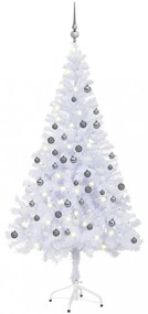 Zöld műkarácsonyfa LED-fénnyel és gömbszettel 180 cm 620 ággal