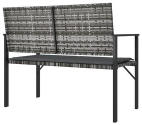 2-személyes szürke polyrattan kerti pad párnával