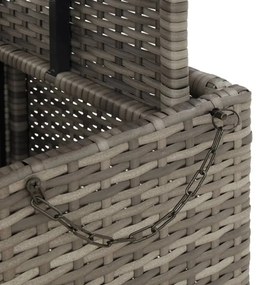 szürke polyrattan és akácfa kerti asztal 110 x 110 x 71 cm