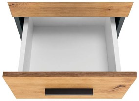 Natúr színű magas keskeny fürdőszoba szekrény tölgyfa dekorral 130x35 cm Malika – Støraa