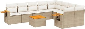vidaXL 10 részes bézs polyrattan kerti ülőgarnitúra párnával