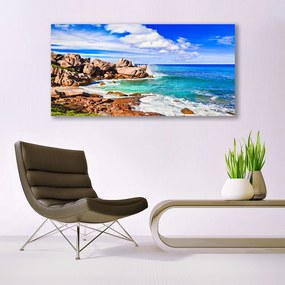 Akrilkép Tengeri táj Rocks Beach 125x50 cm