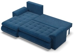 Tokio sarokkanapé, 2 ágyneműtartóval, kordbársony, baloldali, kék