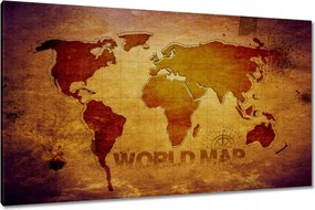 Vászonkép 120x70 Barna világtérkép World map