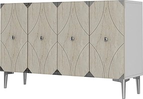 Alfa 120 - White, Travertine, Silver