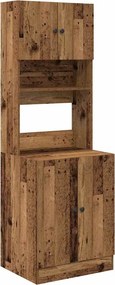 vidaXL Konyhai vitrin polcokkal ajtóval 2 pcs Öreg fa 60 x 50 x 180 cm