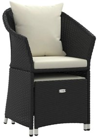 2 részes fekete polyrattan kerti ülőgarnitúra párnákkal