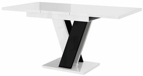 Asztal Goodyear 104Fényes fehér, Fényes fekete, 76x80x120cm, Hosszabbíthatóság, Laminált forgácslap, Laminált forgácslap