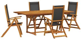 vidaXL 5 részes tömör akácfa és textilén kerti étkezőgarnitúra