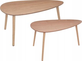 Dohányzóasztalok Dohányzóasztal Szett 2x Mdf asztal Könnycsepp barna