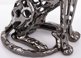 Figura Leopard Ezüst 43x22x18cm