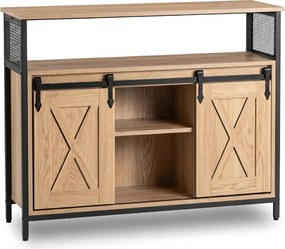 Komoda ARLO 100 cm z Półkami Dąb/Czarny