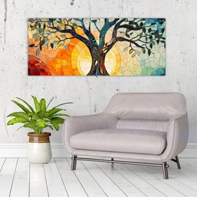 Kép – Mozaik – nap és fa I. (120x50 cm)