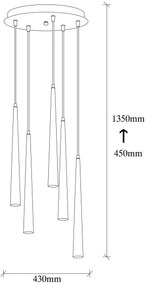 LED Csillár zsinóron UGUR 5xLED/3W/230V