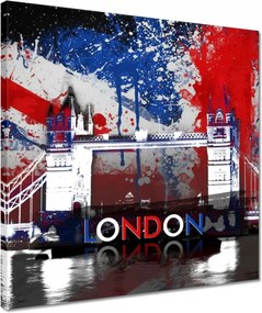Vászonkép 40x40 Tower Bridge zászlóval