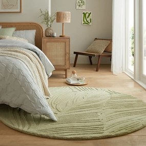 Zöld gyapjú kerek szőnyeg ø 160 cm Lino Leaf – Flair Rugs