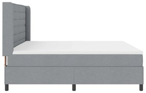 Boxspring Ágy Matrac &amp; LED Világosszürke 200x200 cm Szövet