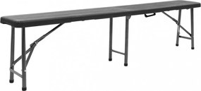 2 db fekete összecsukható HDPE kerti pad 180 cm