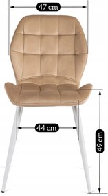 Bézs Bársony Étkezőszék Fehér Lábakkal. LUCKY