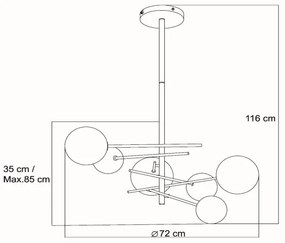 Lucide 46417/06/10 - LED Csillár rúdon ALARA 6xG4/1,5W/230V arany
