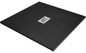 Mexen Hugo négyzet alakú zuhanytálca SMC 100 x 100 cm, fekete, inox borítás - 42701010-X
