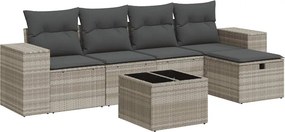 vidaXL 6 részes világosszürke polyrattan kerti ülőgarnitúra párnákkal