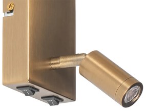 Modern fali lámpa fehér és bronz színben, olvasólámpával - Renier