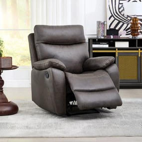 TV és relax fotel kézi vezérléssel, kávébarna huzattal és vintage dekorációval