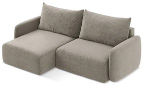 Bézs kinyitható-tárolóhelyes sarokkanapé (bal oldali) Kalena – Makamii